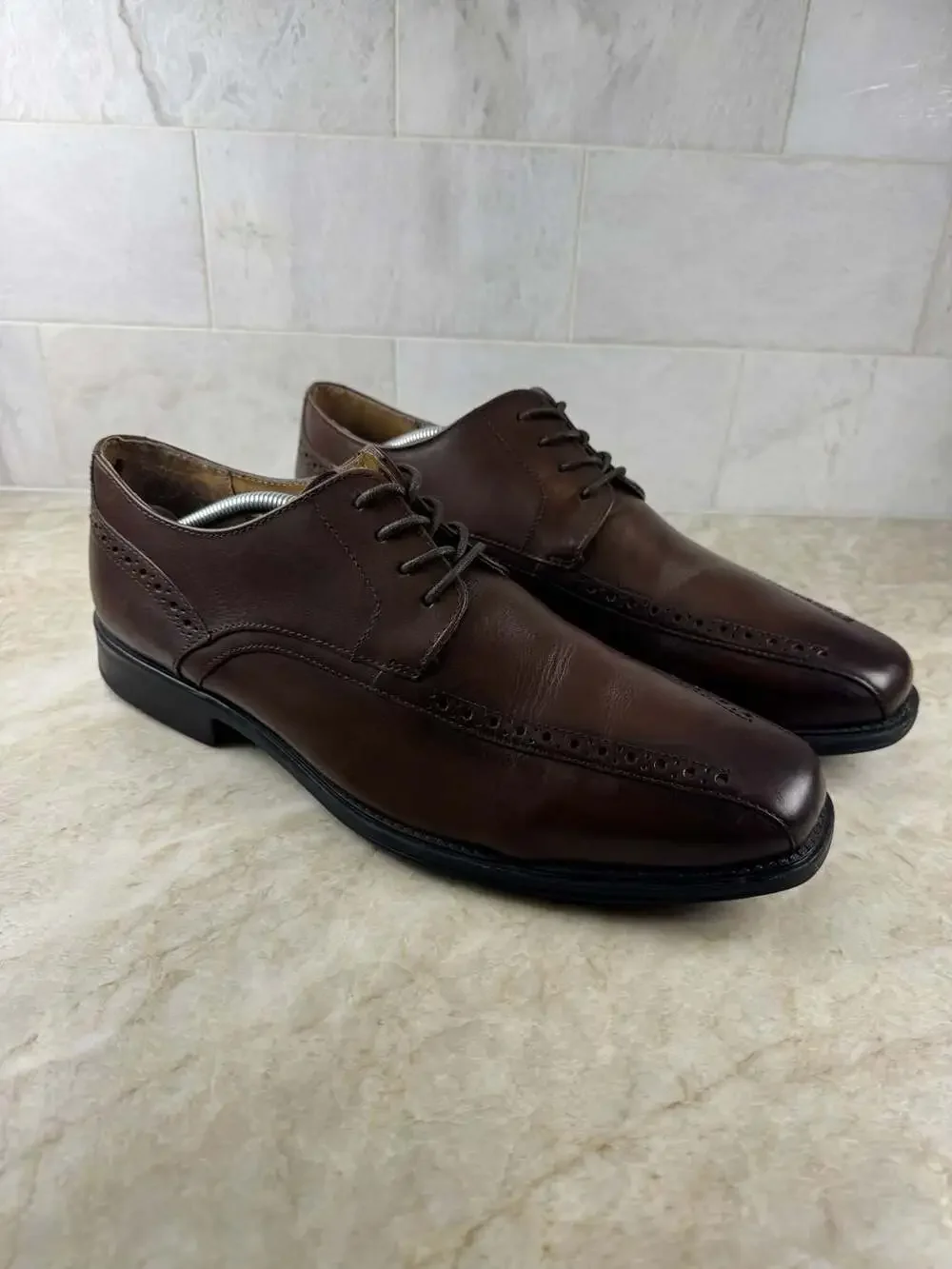 Stacy Adams Mens Brown Leather Oxford Dress Shoes Brogue 11.5 M 20177